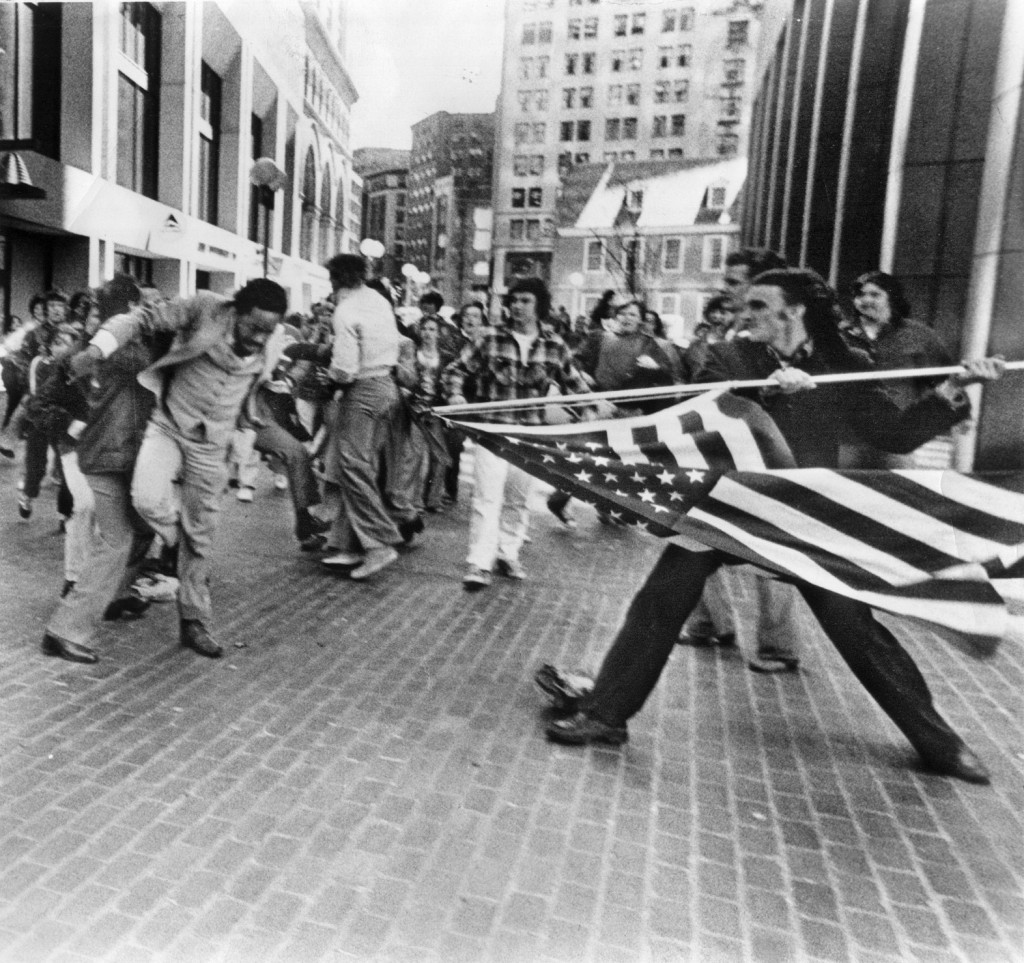 Boston, MA-Anti busing Protest. Pultizer Prize winning photo by Stanley Forman.